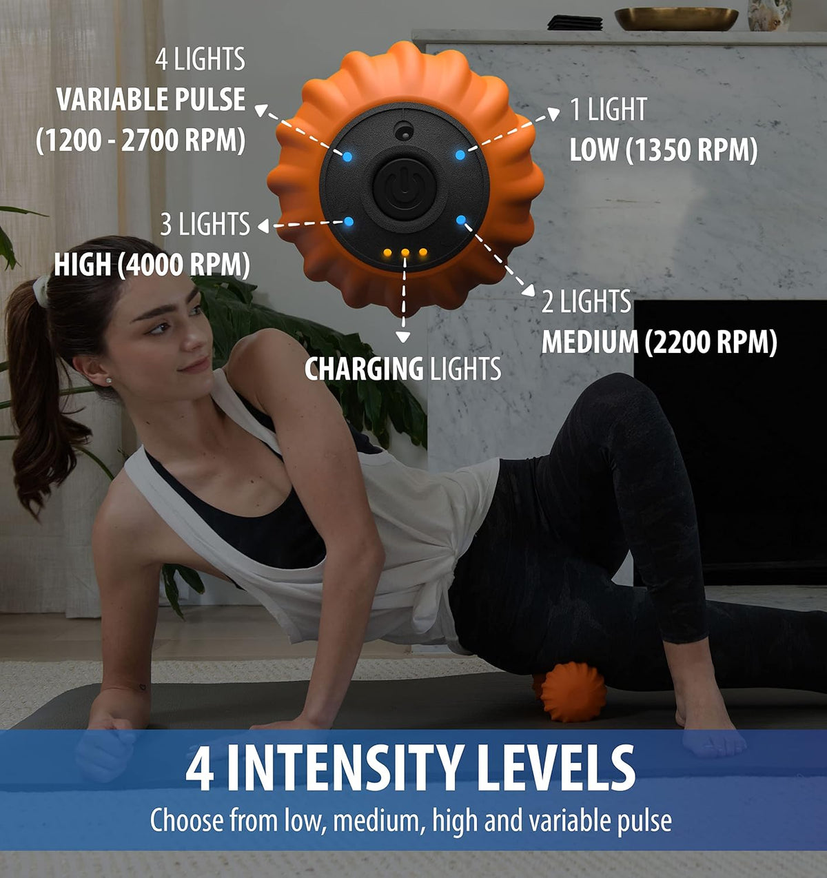 Zyllion ZMA-30 Vibrating Peanut Massage Ball Roller for Pain Relief, Orange