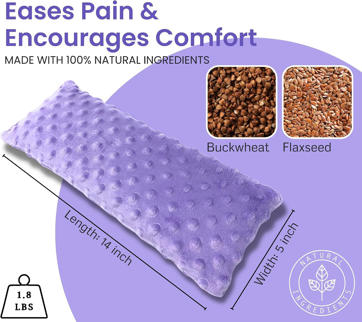 Large 14x5.5” Heating Pad & Cold Herbal Shoulder Wrap-Microwavable Heating & Cooling Neck Wrap- Hot Heated Pad with Moist Heat Therapy for Back Pain, Migraine Relief & Muscle Relaxation (Unscented)