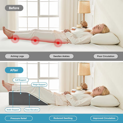 Yojoker Leg Elevation Pillows for Swelling, Memory Foam Wedge Pillow for Legs Blood Circulation, Leg Elevation Pillows for After Surgery, Knee Wedge Pillow for Sleeping Back Hip Ankles Relief