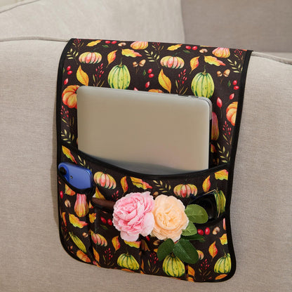 Sofa Armrest Organizer Non-Slip Arm Chair Hanging Caddy Remote Control Holder for Magazine, Phone, Books, Glasses(Black,13in)