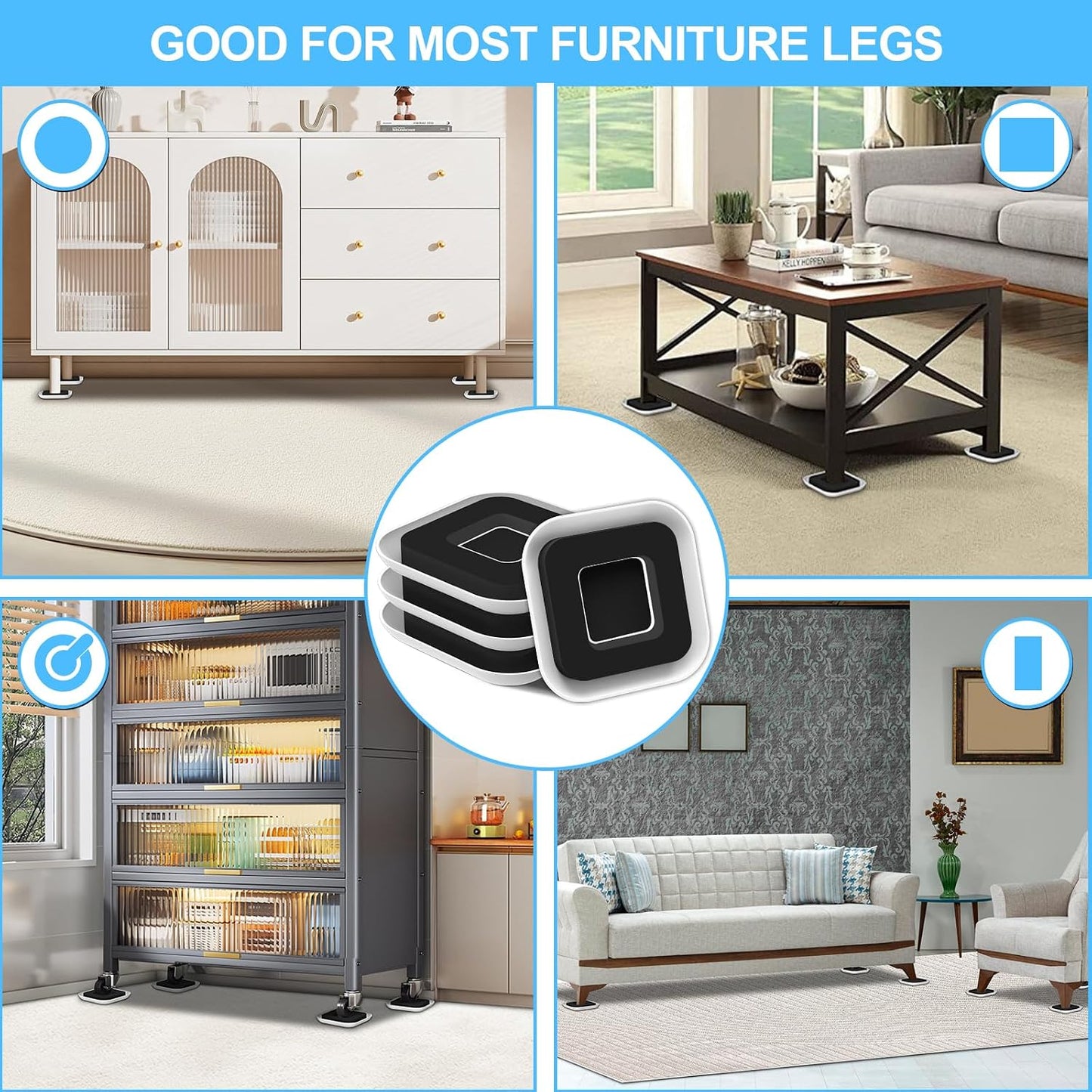 New Upgrade Furniture Sliders: Multi-Surface 3-in-1 Furniture Movers Slider | Heavy Moving Pads with 8PCS 4.3" Carpet Sliders + 4PCS Hard Floor Socks + 1 Lifter - Protect Floor and Easily Move Furniture
