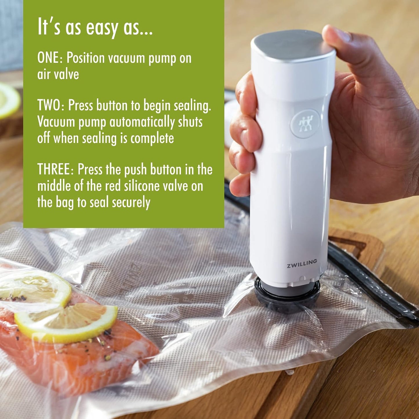 For food to stay fresh up to 5X longer, pump required (not included).