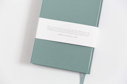 Promptly Journals, Blank Journal: THINK/BELIEVE/FEEL (Dusty Blue, Leatherette) | Layflat Notebook | Ruled Journal | Journal Notebook | Gifts for Women and Men