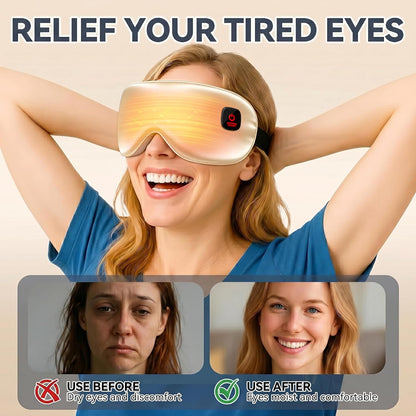 Cordless Heated Eye Mask for Dry Eyes Relief, Rechargeable Warm Eye Compress with 3 Temps, Washable Cover & Bonus Shell, Electric Eye Heating Pad for Sleep, Stye, Travel (Pink & Beige Gold)