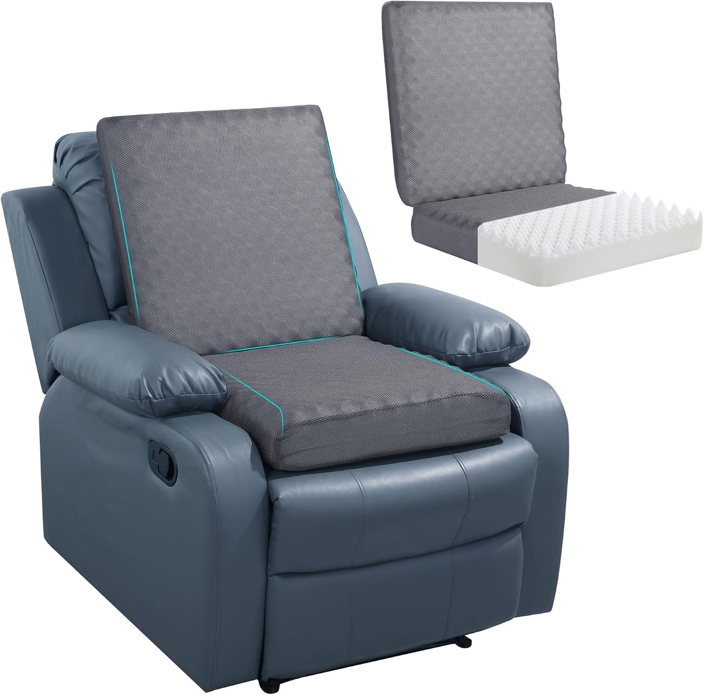 BALAPET Recliner Cushions for Long Sitting, Egg Crate Foam Recliner Cushion for Elderly Reduces Muscle Fatigue and Provides Air Flow, Extra Large Non-Slip Seat Cushion with Back Support(20*20*4in)