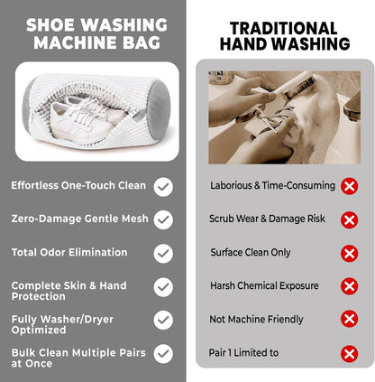 Shoe Washing Machine Bag 3PCS – Laundry Shoes Bag for Washer & Dryer | Reusable Shoe Cleaning Bag, 360° Deep Microfiber Clean,Self-Locking Zipper