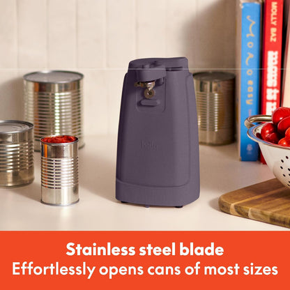 bella Automatic Can Opener, Hands Free, Battery Operated, Cordless, Stainless steel blade to open any Size Can with Magnet to Safely Remove Lid, Seamless Opening Decreases Sharp Edges, Slate