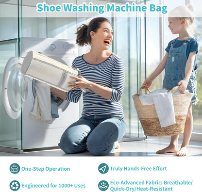 Shoe Washing Machine Bag: 2 pcs laundry Shoe Bag for Washer and Dryer – Dual Mesh Pockets for Insoles & Laces - 360° Deep Clean Bag for Sneakers Tennis Running Shoes(Grey)