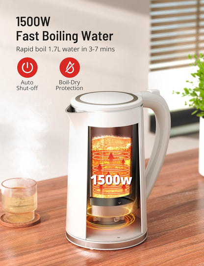 Electric Kettle Temperature Control, 1.7L Large Electric Tea Kettle, 4H Keep Warm Hot Water Boiler with 6 Presets, LED Screen Electric Kettles for Boiling Water, Boil-Dry Protection
