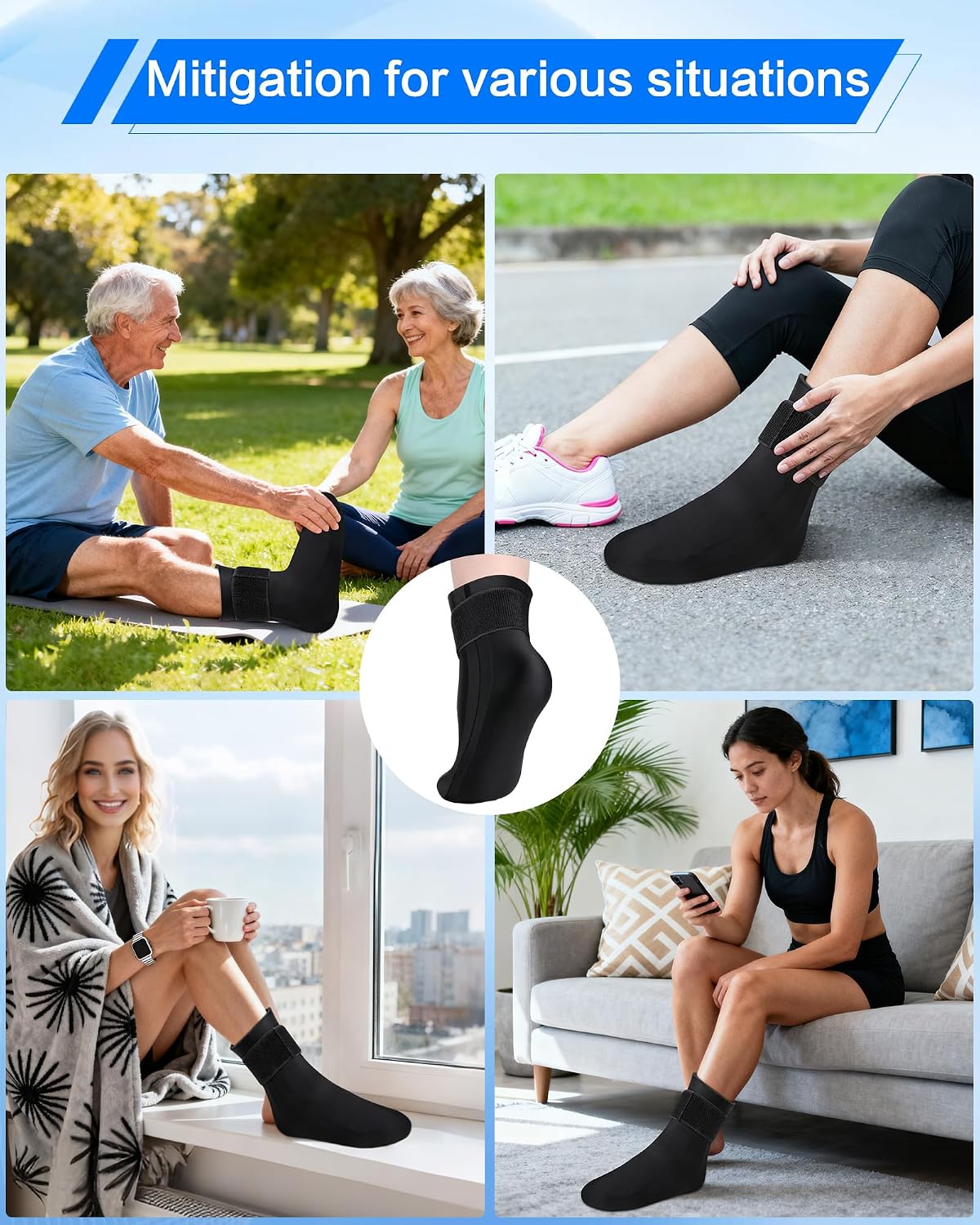 Ankle Ice Pack Wrap for Swelling,Cold/Hot Therapy Ice Socks for Feet,Reusable Gel Ice Compression Socks,for Soothe Plantar Fasciitis,Achilles Tendonitis,Sprained,Pain Relief,for Women & Men