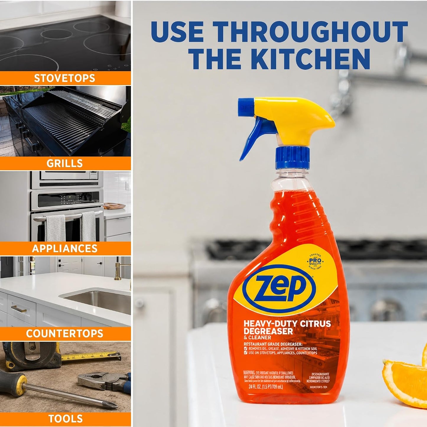 Zep Heavy-Duty Citrus Degreaser Cleaner Concentrate - 1 Gallon (1 Unit) ZUCIT128 - Restaurant Grade Degreaser and Cleaner Removes Oil, Grease, Adhesive, and Kitchen Soil