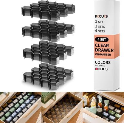 Honeycomb Separator Adjustable Drawer Organizer Divider for Underwear Belt-Scarf Socks Organizer (White(2pcs))