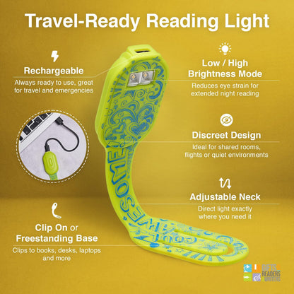Gifts for Readers & Writers Rechargeable Book Light for Kids, Clip On Reading Light for Bed, 2in1 Flexilight Pals & Bookmark, 12 Hours of Light Once Charged, Includes USB Cable & 2 LED Lights, Dog