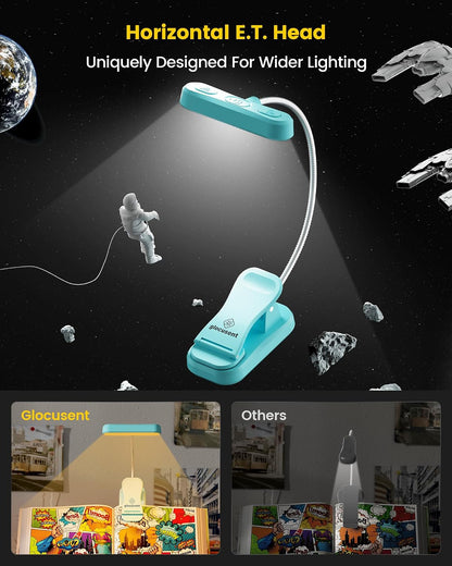 Glocusent Rechargeable Book Light, Clip on Light for Bedtime Reading