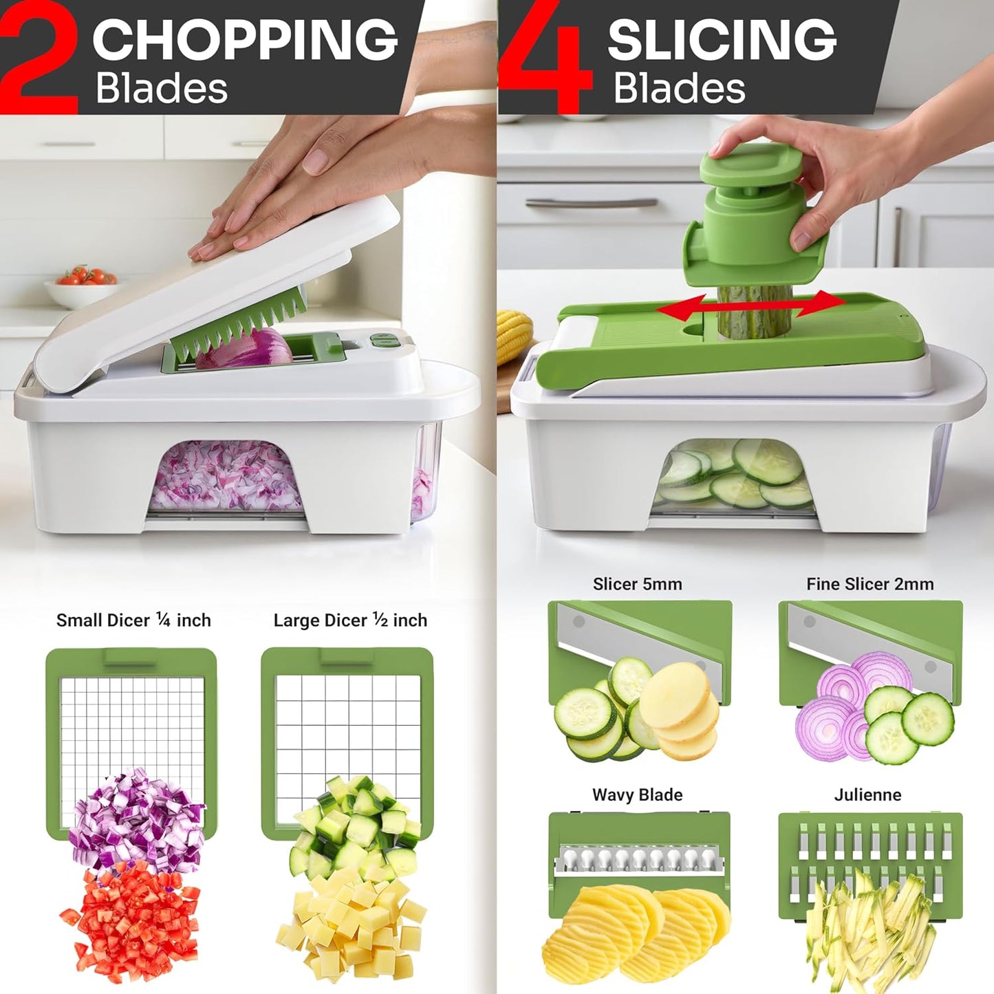 Mueller The Real Original Pro Vegetable Chopper & Mandoline Slicer, 10-in-1 | since 2013, 8 Blade Food Veggie Chopper, Onion Vegetable Cutter with Container, Kitchen Gadgets & Essentials