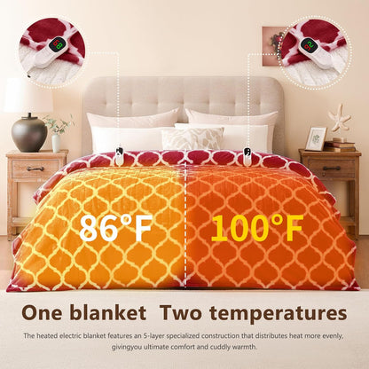 Homemate Heated Blanket Electric Throw - 50“x60“ Heating Blanket with 10 Fast Heat Levels 8 Hours Auto Off Soft Cozy Flannel Over-Heated Protection ETL Certification Keep Warming in Home | Throw with 10 Fast Heat Levels 8 Hours Auto Off Over-Heated