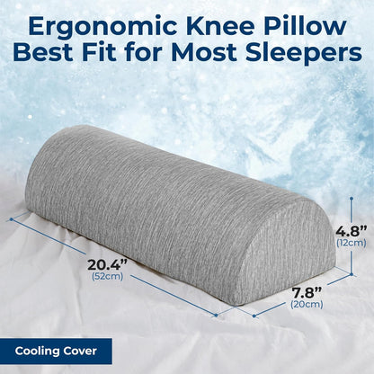 5 STARS UNITED Knee Pillow for Back Sleeping – Half Moon Bolster Pillow for Legs, Under Knee Pillow for Sleeping on Back, Memory Foam Leg Pillow for Back Pain, Arctic Gray