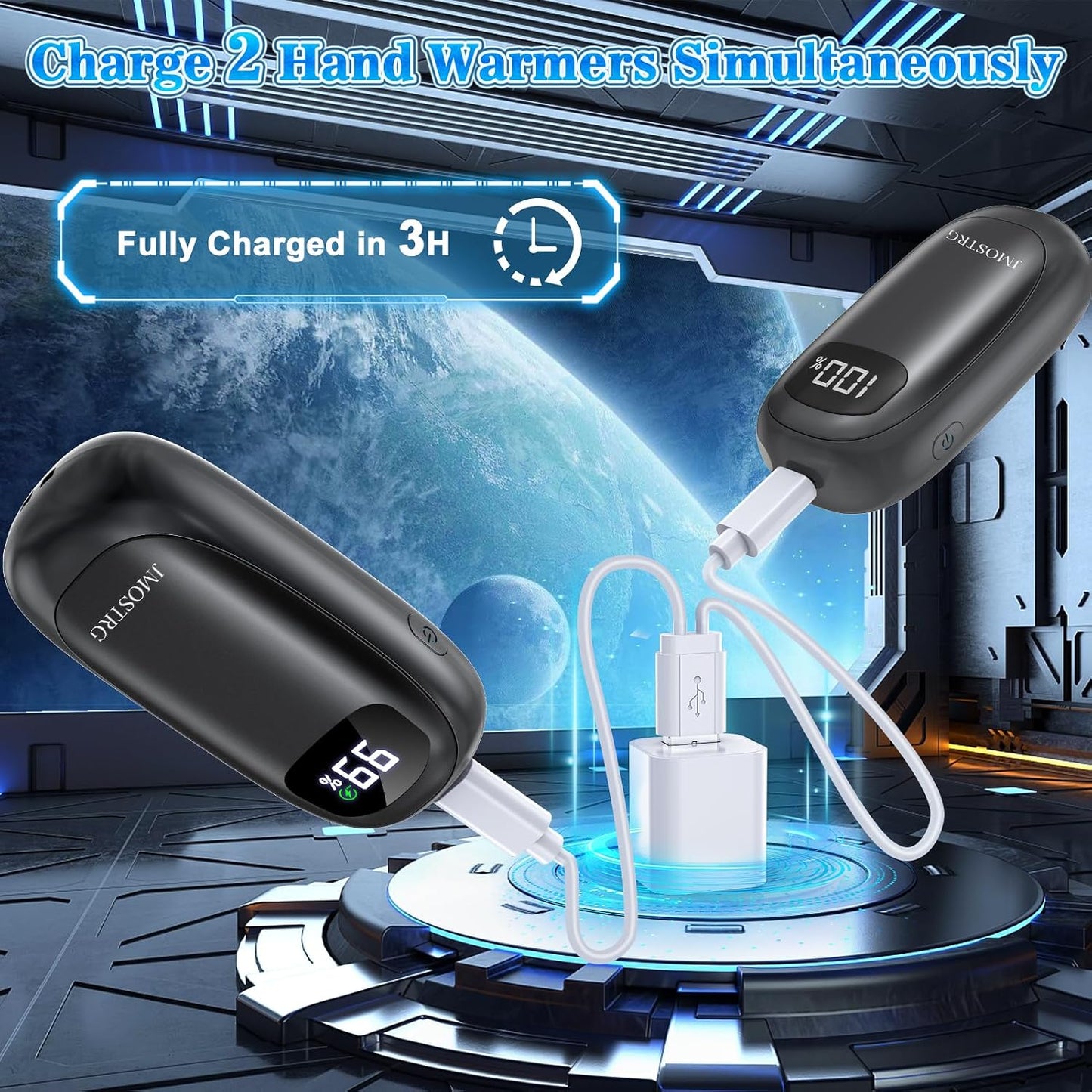 Hand Warmers Rechargeable, Electric Dual-Sided Heating with LED Display & Flashlight, Max 127℉, 13Hrs Long Lasting Pocket Heater for Raynauds, Golf, Hunting, Camping, Birthday Gifts for Men Women