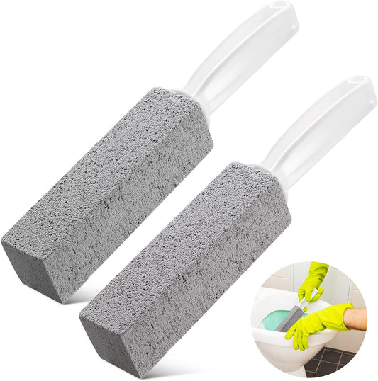 Kadden 2 Pack Pumice Stone Toilet Bowl Cleaner with Handle, Hard Water Ring Remover & Stain Scrubber for Bathroom, Pool, Sink and Tub, Ergonomic Heavy Duty Cleaning Tool