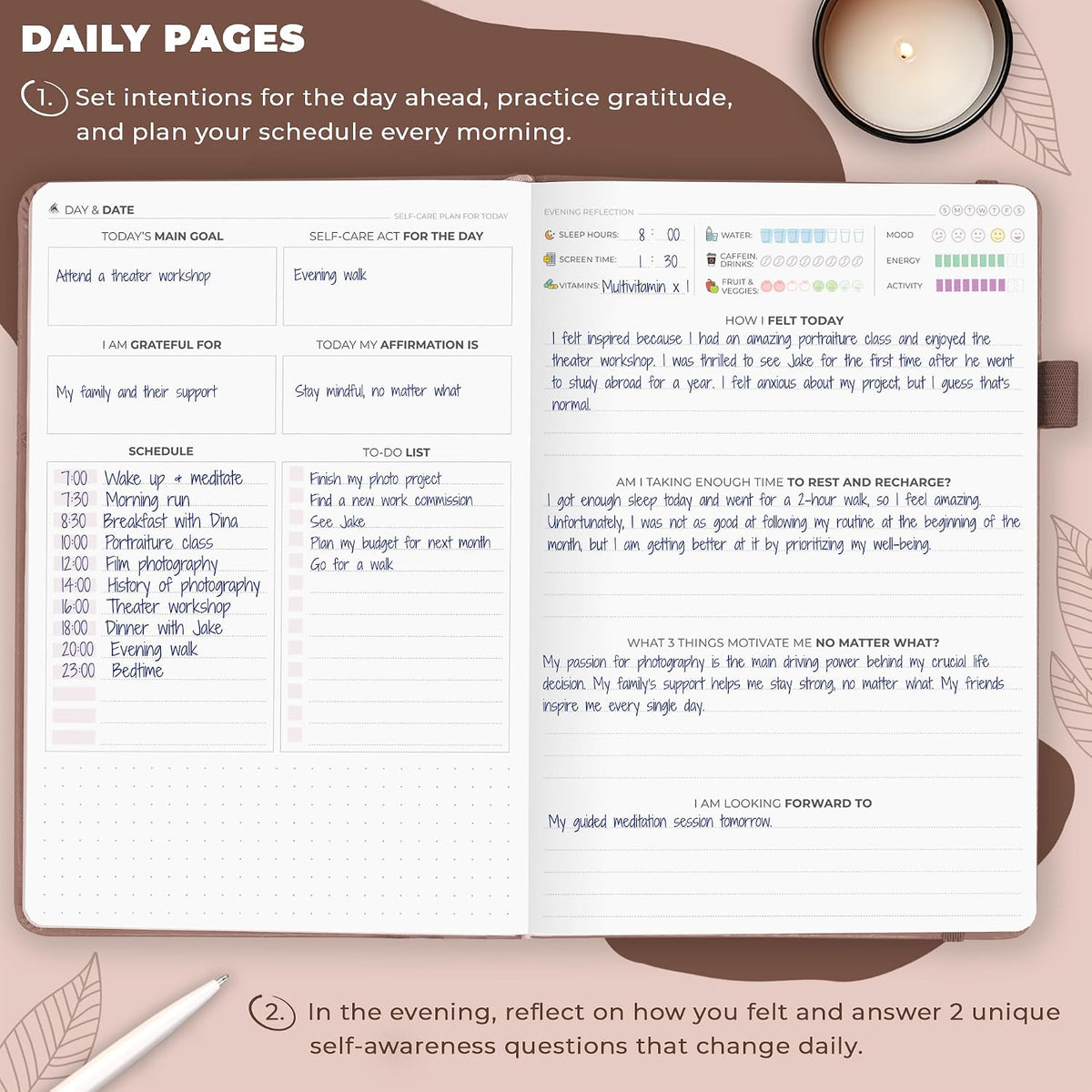 Clever Fox Self-Care Journal for Women, Daily Planner 5.8x8.3 Mystic blue