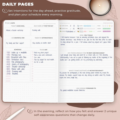 Clever Fox Self-Care Journal for Women, Daily Planner 5.8x8.3 Mystic blue