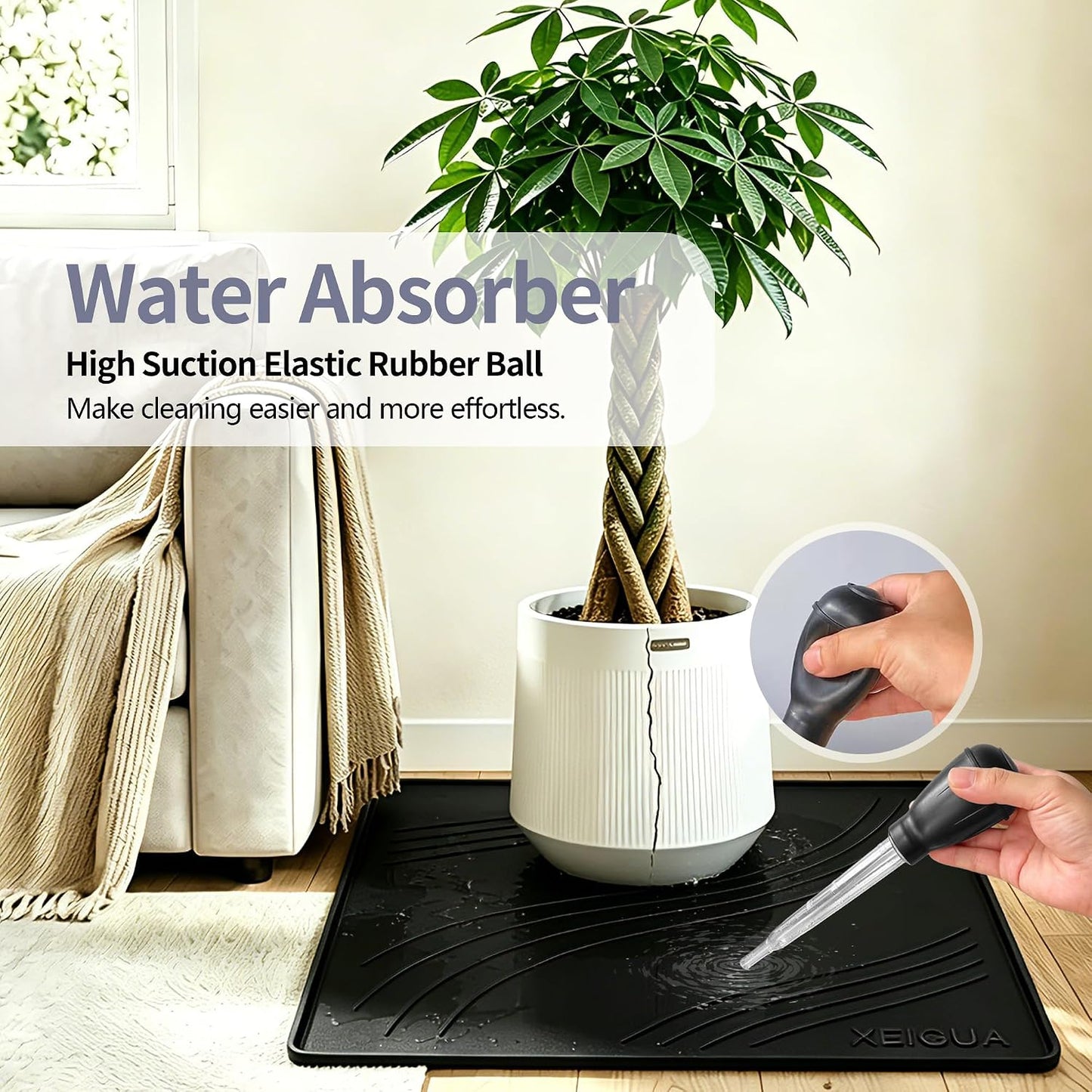Washing Machine Pan, Drain Pan, Large 33×30/4 LBS Silicone Drain Pan, Waterproof Non-Slip Drip Tray with Raised Edge, Anti-Vibration Floor Leak Protector for Washer, Dryer and Laundry Room