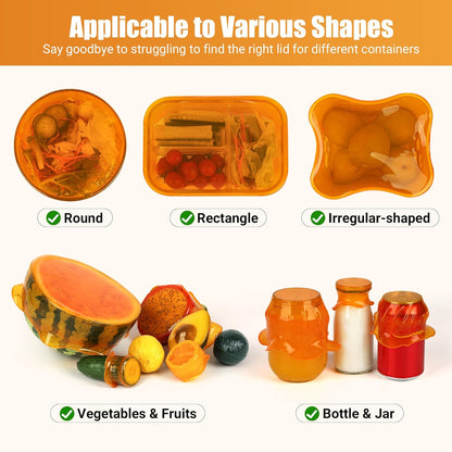 Silicone Stretch Lids for Food Storage in Fridge, Reusable Elastic Bowl Covers for Cup, Cans, Jars, Round & Rectangle Container, Food Grade Silicone Microwave Food Cover, Heat-Resistant, 6PCS