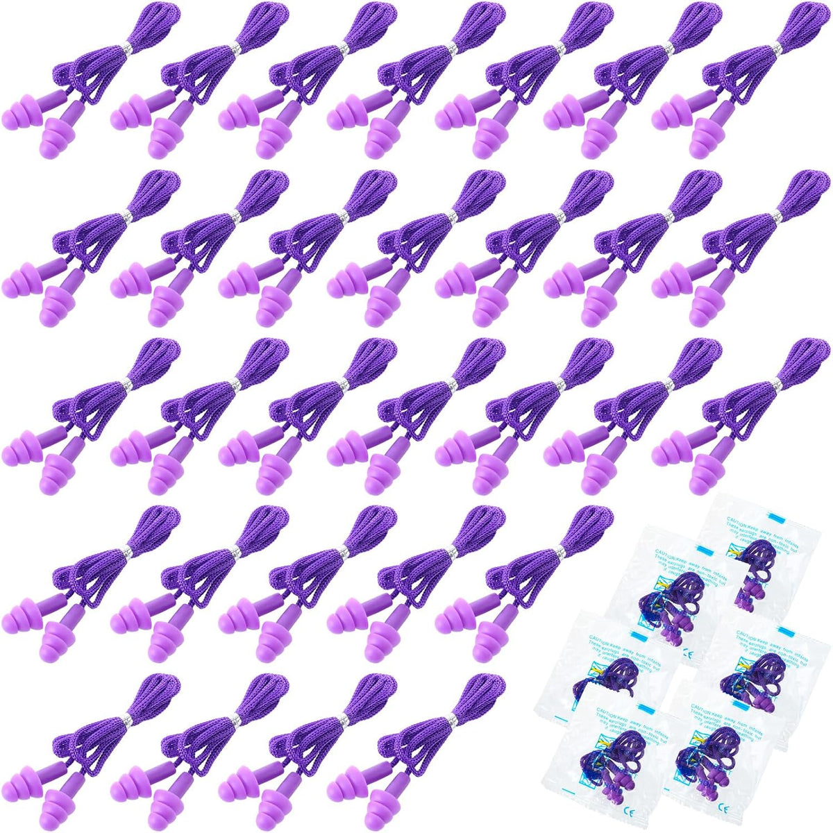 Tondiamo 200 Pairs Ear Plug Bulk with Cord Reusable Silicone, Fresh