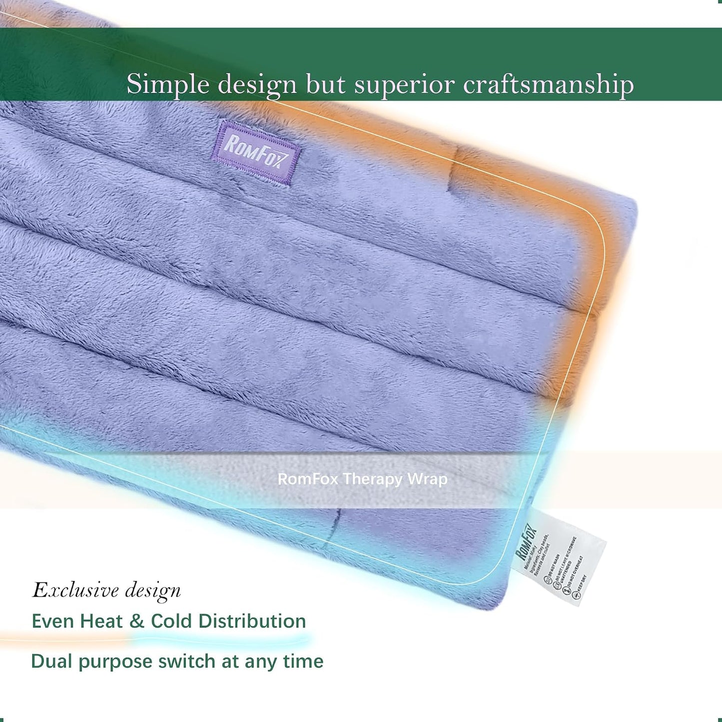Romfox Microwavable Heating Pad for Pain Relief, Moist Heat for Cramps, Muscles, Joints, Back, Neck and Shoulders, Heat Compress Pillow, for Both Hot and Cold Therapy (12 * 6 Lavender)