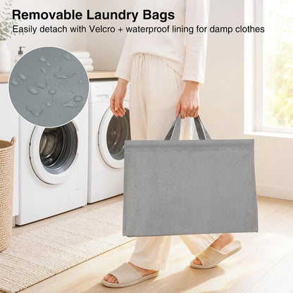 STO STO 3-Tier Vertical Rolling Laundry Hamper, Removable Bags, Black Mesh | 120L Capacity, Space-Saving Vertical Design, Rust-Resistant Steel Frame, Lockable Wheels, Ideal for Apartments & Small Spaces