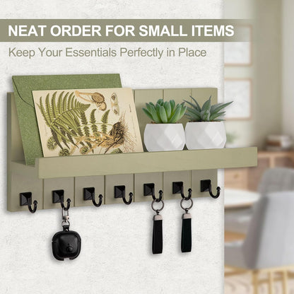 Key Holder for Wall, Decorative Key Holder with Shelf | Key and Mail Holder Wall Mount, Farmhouse Decor with 5 Key Hooks for Keys, Coats, ect.