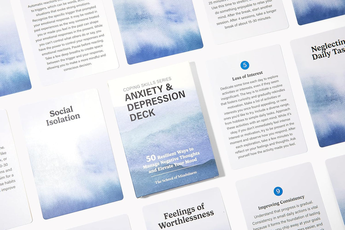 The School of Mindfulness- Mindfulness Coping Skills Series Deck, for Depression and Anxiety, Anger Management, and Cravings and Triggers (Anger Management)
