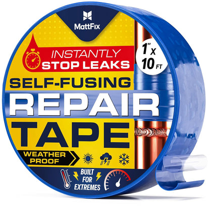 Self Fusing Silicone Tape – 1"x10’ – Waterproof Tape for Emergency Repairs | Weatherproof, Heat and Chemical-resistant – For Plumbing, Pipes and Hoses repairs, Automotive, Electrical & Outdoor Use