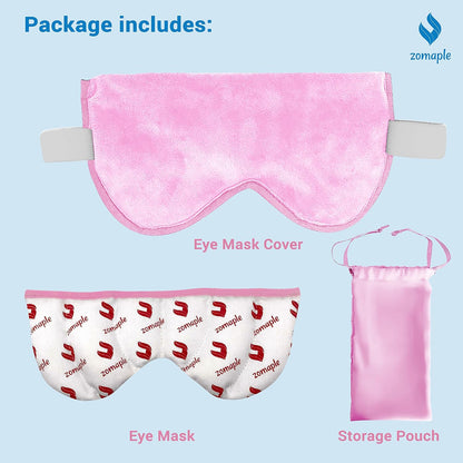 ZOMPALE Heated Eye Mask for Dry Eyes – Microwavable Moist Heat Eye Compress – Warm Compress for Eyes, Eye Strain & Stye Relief – Adjustable Strap, Washable Plush Cover, Reusable Eye Mask for Sleep