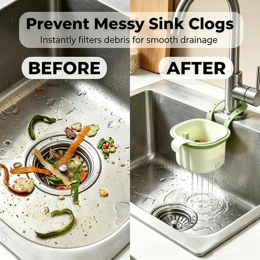 2026 New Kitchen Sink Strainer Basket, Press Automatic Dumping Drain Filter Basket, Hanging Self-Cleaning Sink Strainer (Green)