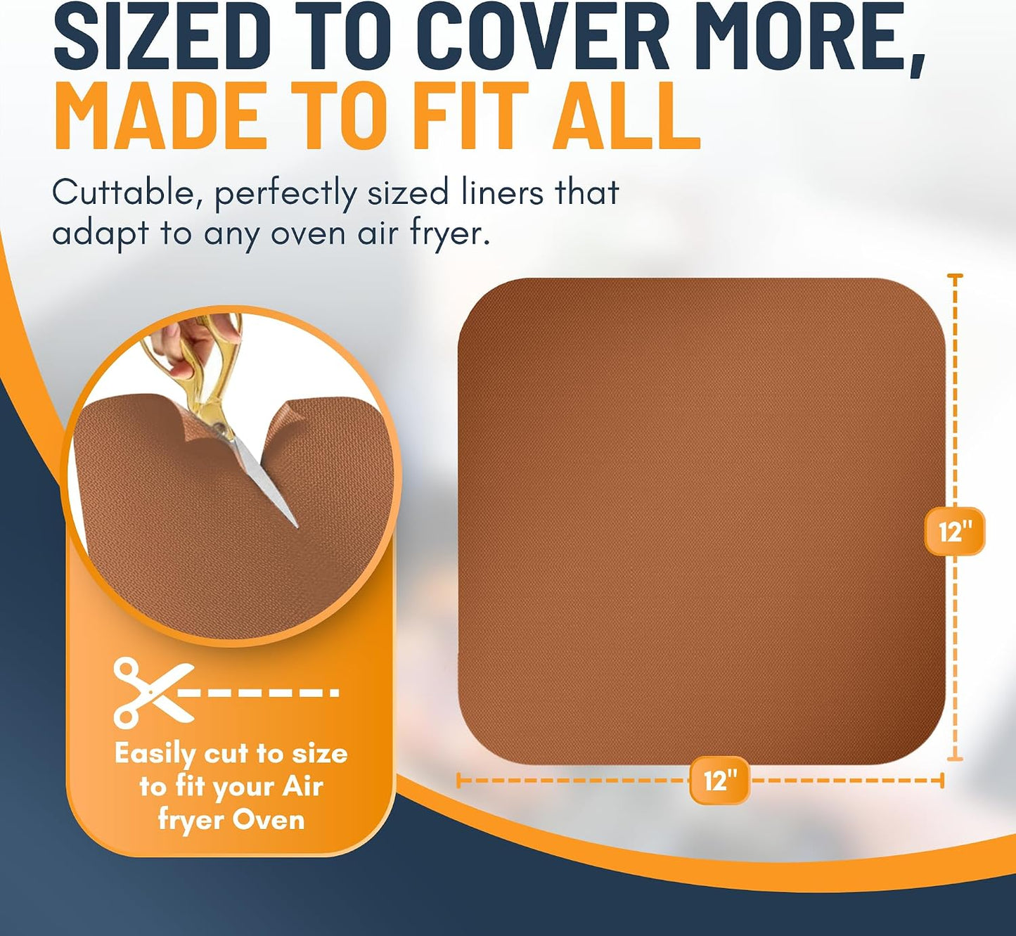 Toaster Oven Liners for Bottom of Oven (4 Pack) Reusable Non-Stick Heat Resistant Toaster Liners, Compatible with Breville, Cuisinart, Black & Decker, Dash, and More - Air Fryer Liners 12"x12" (Black)