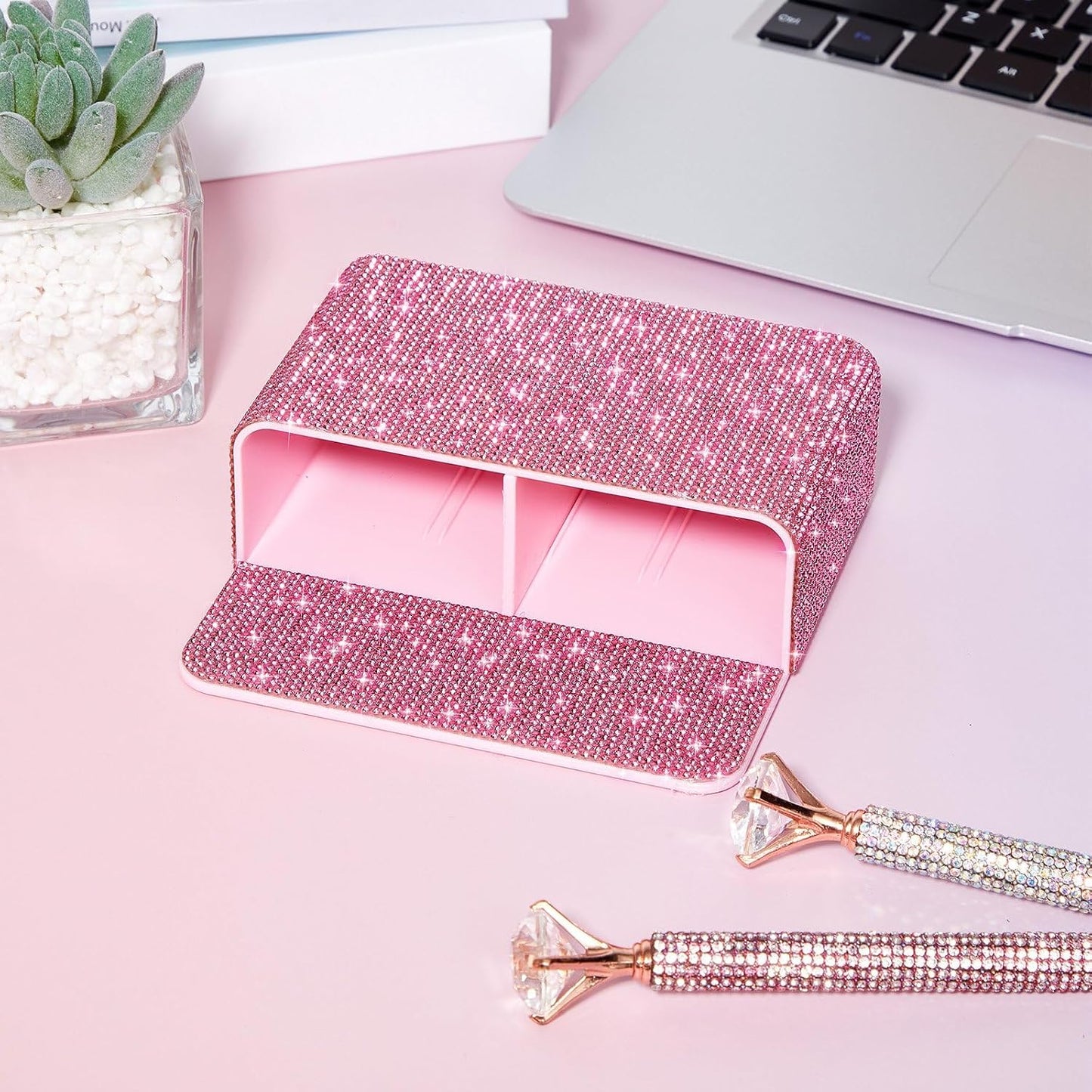 MotiMind Purple Locker Accessories for Girls, Bling Magnetic Pen Holder for Refrigerator, Back to School Rhinestone Marker Holder for Locker, Sparkly Gift for Student (Medium,Rhinestone)