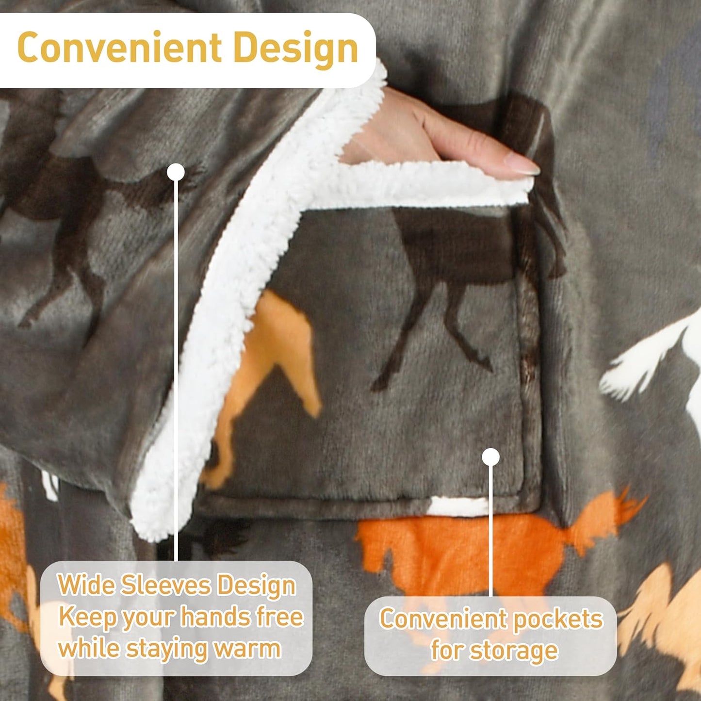 Catalonia Wearable Blanket with Sleeves & Foot Pocket for Adults | Soft Fleece Throw Wrap with Hands-Free Comfort, Perfect for Reading, TV Time & Relaxing, Christmas Gift for Women & Men