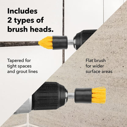 Impresa 4-Pack Drill Brush Attachment Set - Yellow, 5/8" Stiff Bristles - Efficient Cleaning, Quick-Change Shafts & Cordless Drill Fit - Versatile Tile Cleaning & Tile Grout