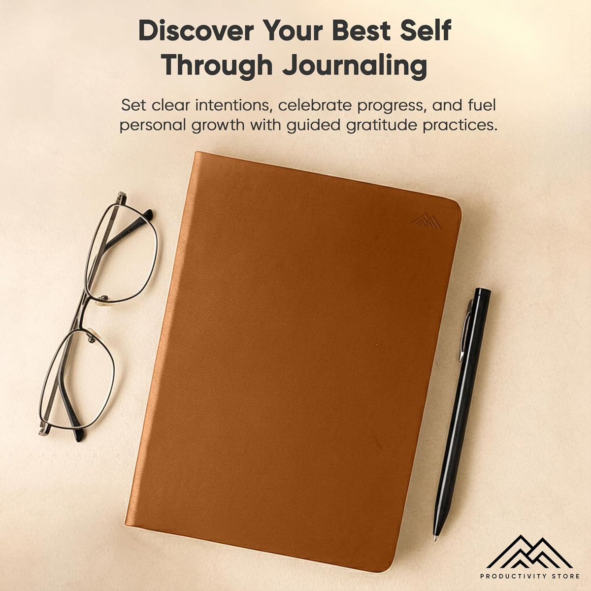 Gratitude & Self-Care Journal - Guided Mindfulness & Mental Health Journal All-in-One with Prompts for Self Discovery - Daily Journal for Men & Women (A5, Black) - PRODUCTIVITY STORE