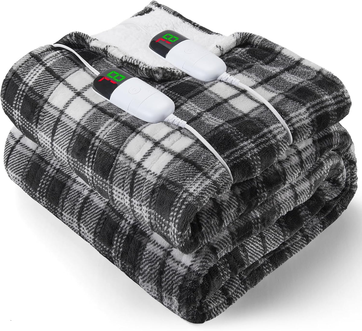 Heated Blanket Electric Throw 50X60 Heating Blanket with 10 Heating Levels 8 Hours Auto Off, Blue Plaid Sherpa Blankets Winter Warmer, Home Decor for Couch Bed Office,Gifts for Mom, Women,Washable