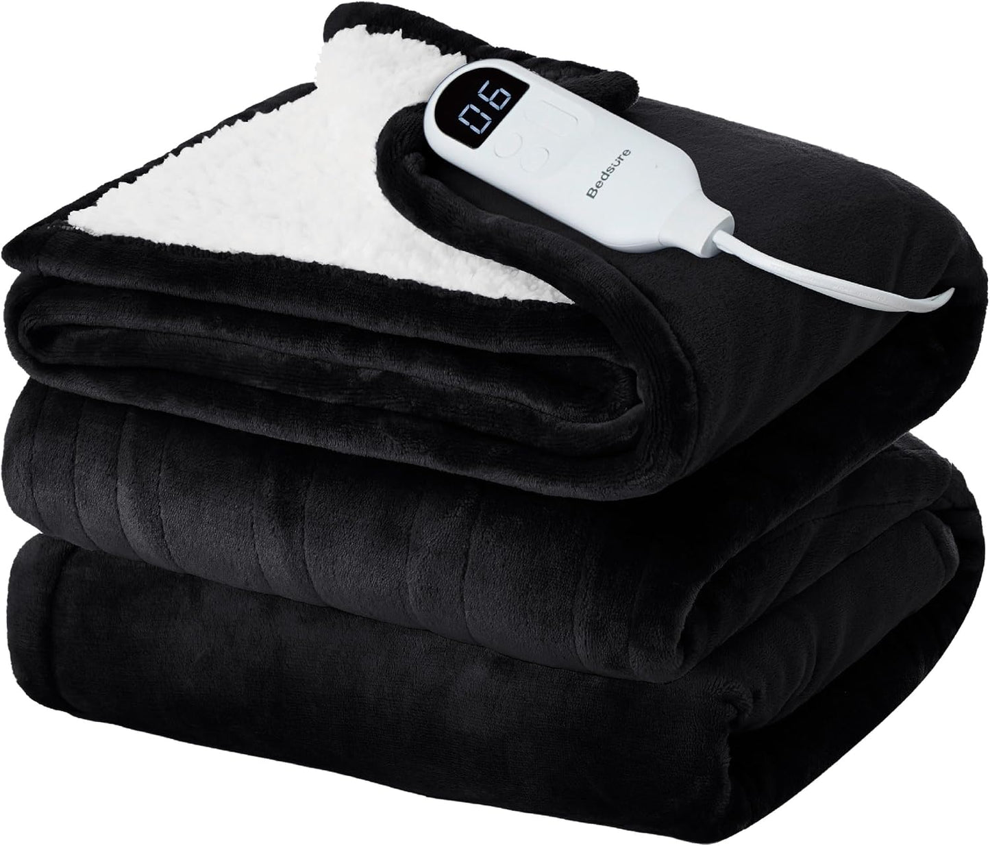 Bedsure Heated Blanket Throw Blanket with Preheat Function - Fast Heating Electric Blanket, Soft Flannel Throw with 6 Time Settings(Up to 10H), 6 Heating Settings, Gifts for Grandma (50"x60", Grey)