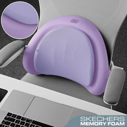 Skechers Lumbar Pillow Premium Memory Foam,Double-Layer-Office Chair Cushion for Tailbone Pain Relief,Butt Pillow for Office Chair,Car seat Cushion,Long Sitting Office Workers,and Car Drivers,Black