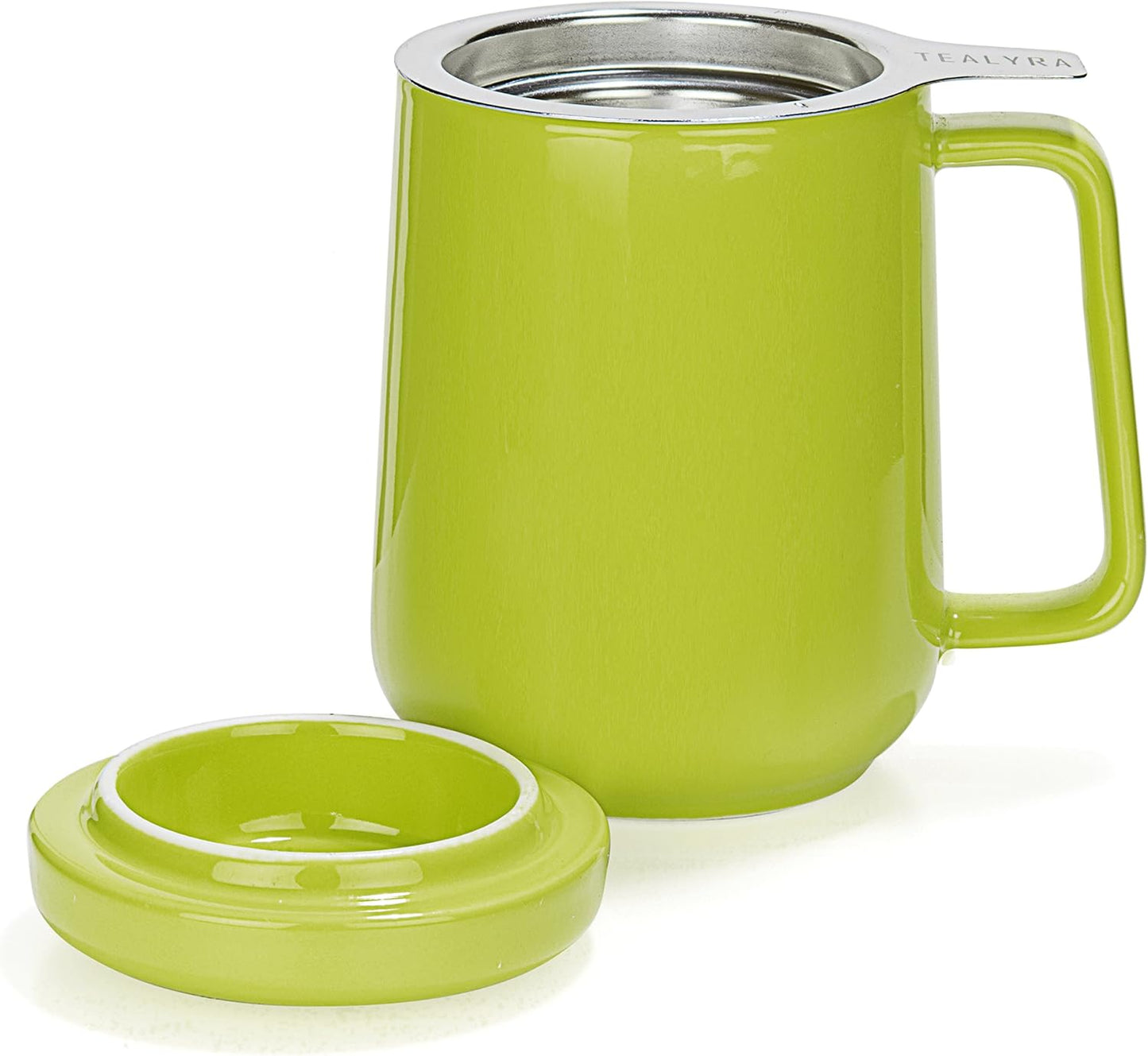 Tealyra - Peak Ceramic Red Tea Cup Infuser - 19-ounce - Large Tea High-Fired Ceramic Mug with Lid and Stainless Steel Infuser - Tea-For-One Perfect Set for Office and Home Uses - 580 milliliter