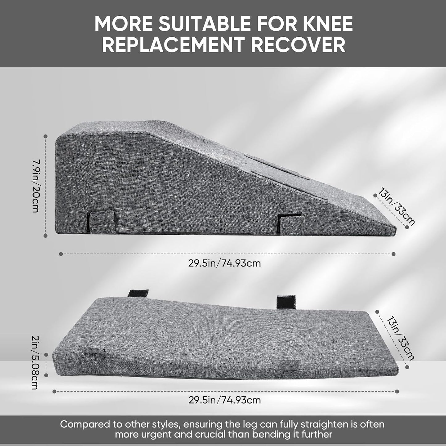 Leg Elevation Pillows for After Surgery, Adjustable Height | Breathable Linen-Cotton Cover Knee Surgery Pillow for Hip Ankle Pain Relief, Knee Replacement Recovery Aids, Machine-Washable Cover