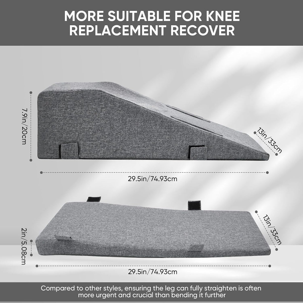 Leg Elevation Pillows for After Surgery, Adjustable Height | Breathable Linen-Cotton Cover Knee Surgery Pillow for Hip Ankle Pain Relief, Knee Replacement Recovery Aids, Machine-Washable Cover