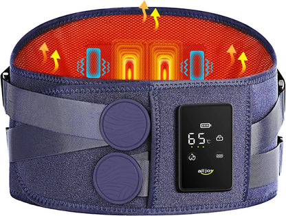 ALLJOY Cordless Heating Pad for Back 67", FSA Eligible Lower Back Massager | Portable Back Heating Pad with Massager for Back, Birthday Gifts for Women Men, 40Mins Auto-off, 3 Heat 5 Vibration - Gray