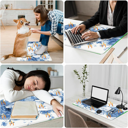Heated Desk Pad Heated Large Mouse Pad, Electric Quickly Warm Desk Mat with 3 Levels Heating 3 Hours Auto Shut-Off, 31.5" x 13" Warm Gaming Mousepad Hand Foot Warmer, Baby Elephant