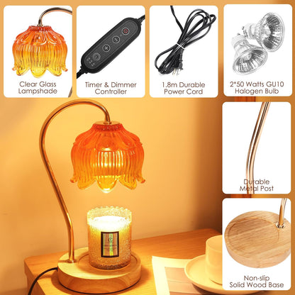 Flower Candle Warmer Lamp with Timer & Dimmer