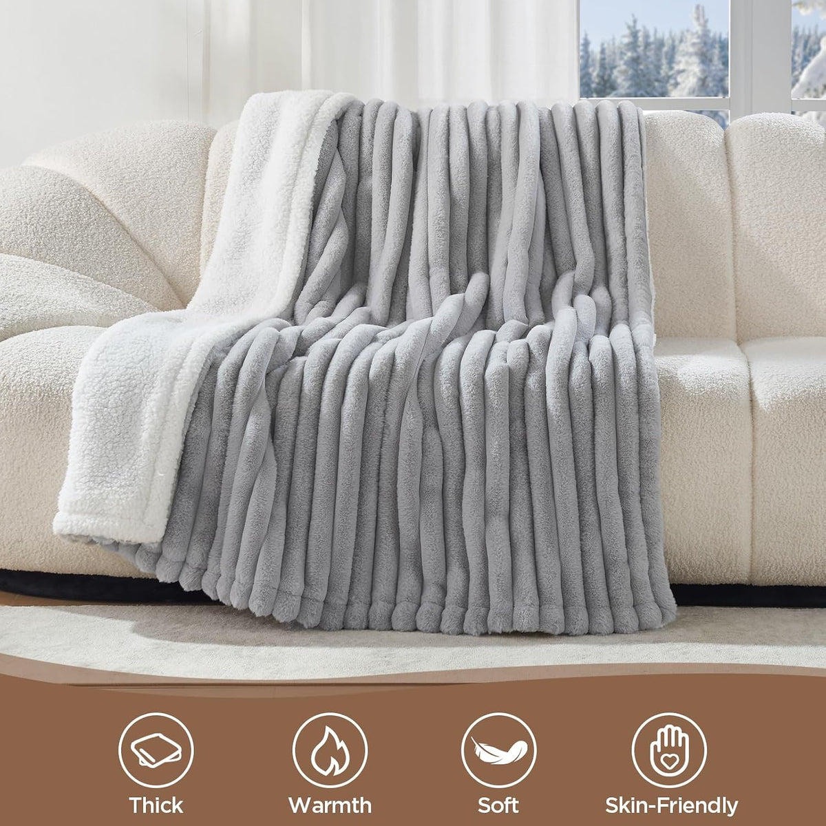 Westinghouse Heated Throw Blanket, 50"x60", Charcoal, ETL Certified